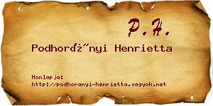 Podhorányi Henrietta névjegykártya