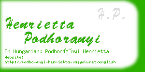 henrietta podhoranyi business card